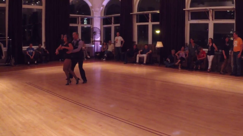 Vancouver On2 Carmela Villahermosa and Jiu Song first Salsa Couple Performance at Dancey Ballroom